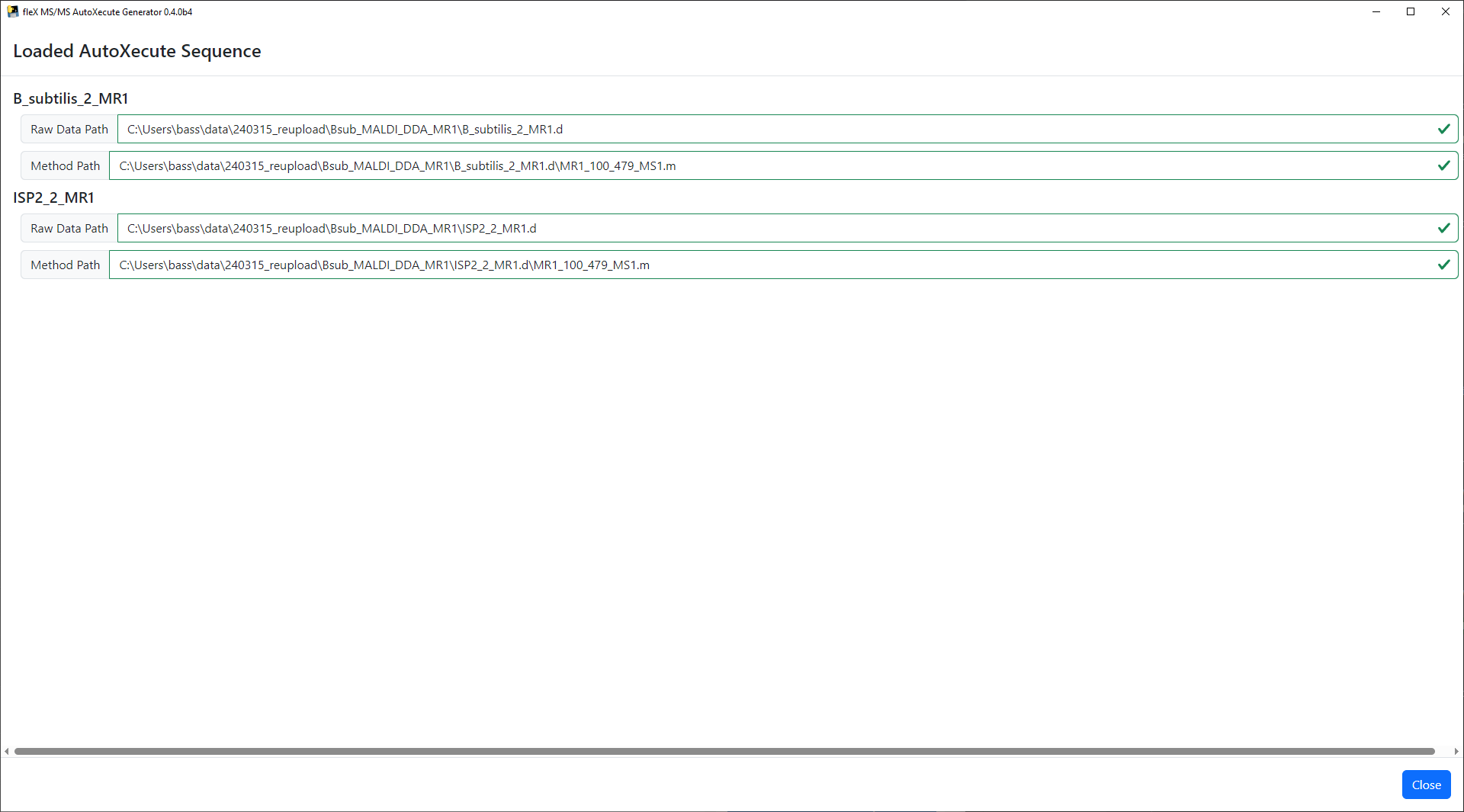 Raw Data and Method Path Validation Window
