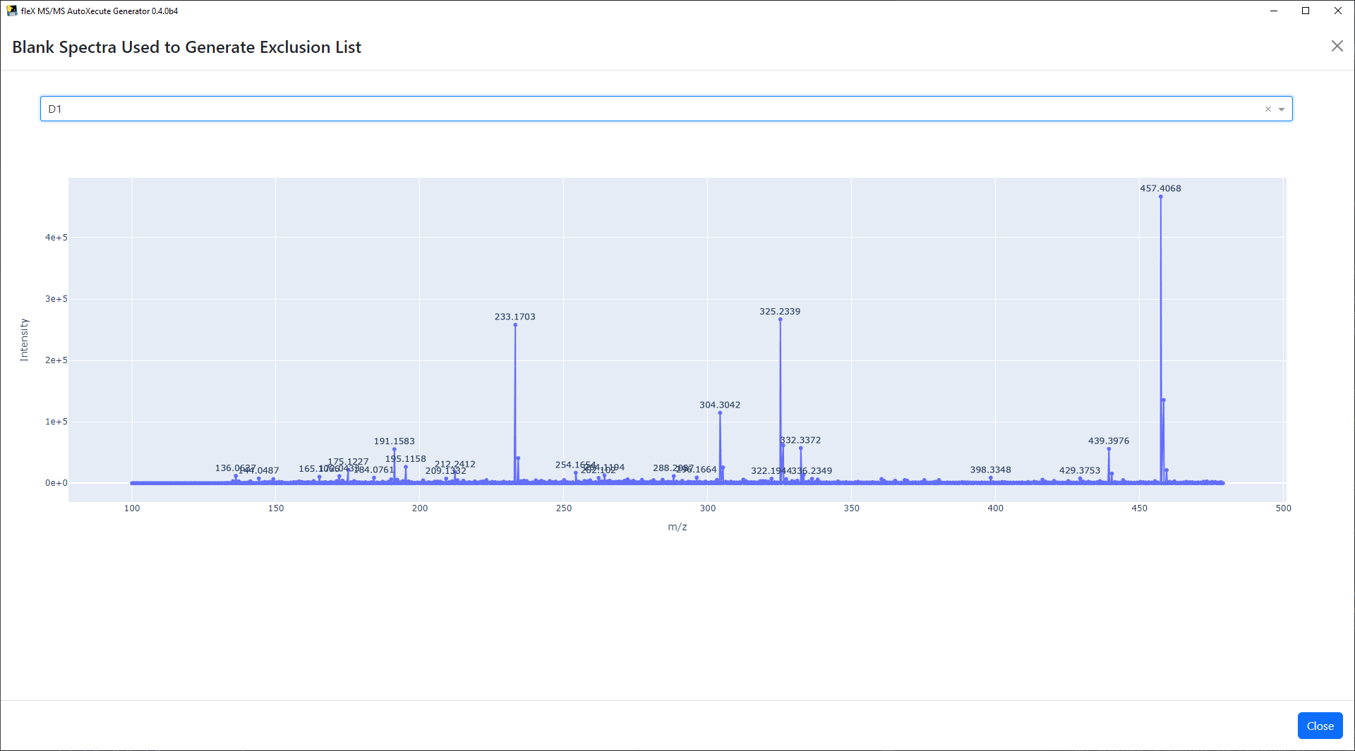 View Blank Spectra Window